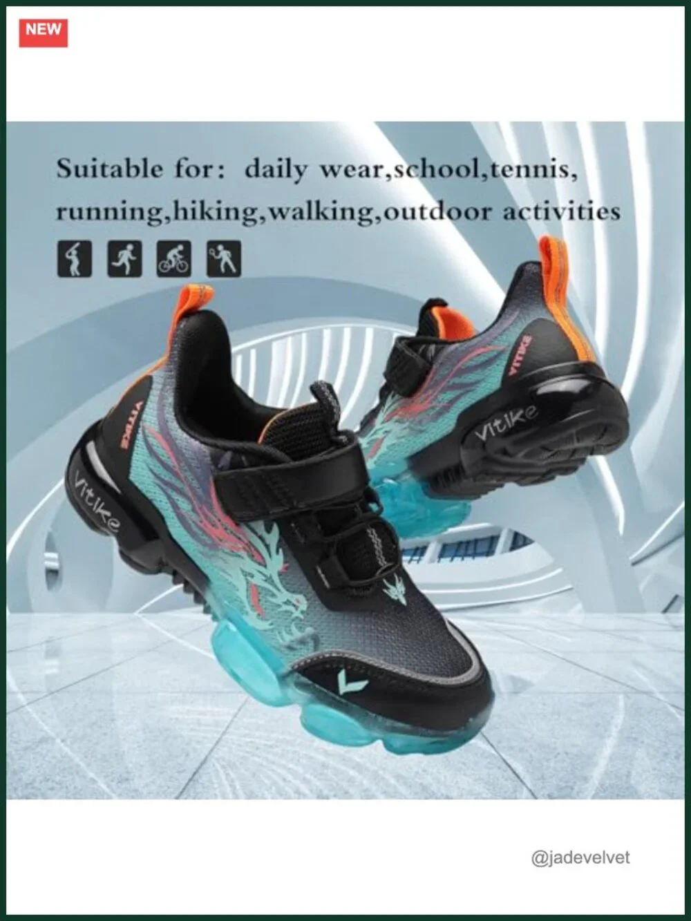 Kids Breathable Mesh Sneakers | Hook-and-Loop | Lightweight Non-slip